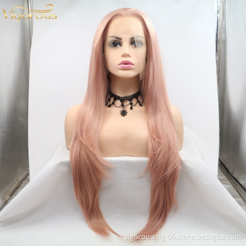Mono Color Lace Front Wig Silky Straight Wave Long Curly Heat Resistant For Women Wigs Synthetic Fiber Lace Wig Middle Part
